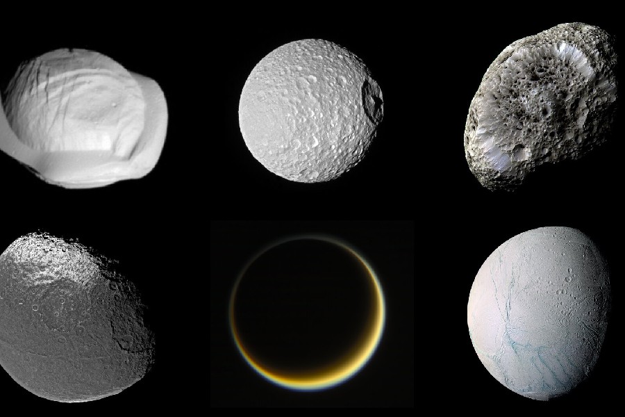 Different shapes of Saturn's moon